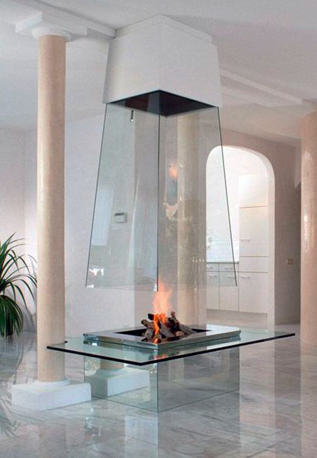 Chimenea moderna de cristal Chimenea moderna de cristal